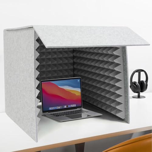 Cabina Portátil de Grabación Vocal, Cubo Cuadrado de Aislamiento para Micrófono, Cubierta Plegable Antiruido para Estudio en Casa y Grabación Musical, Gris, 23.6 pulgadas miniatura 1
