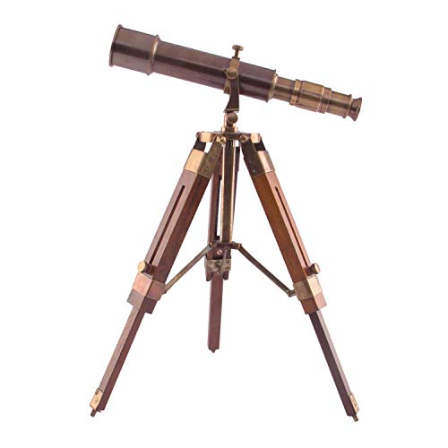 Indian Handicrafts Export Kartique Antique Style Brass Telescope with Tripod, Nautical Gifts