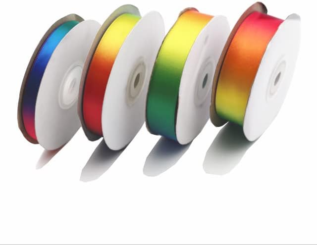 Miniatura 7 de Rollo de cinta de satén arcoíris brillante de una sola cara, 1-12 pulgadas x 25 yardas, cinta para envoltura de regalos, decoración de boda y hacer