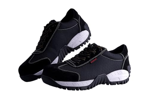 Karam FS260 Black Suede Leather Safety Shoes for Men | Double Density Antistatic Antislip & Abrasion Resistance with Fiber Toe Cap | Size-09