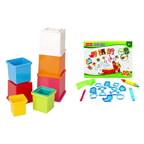 Buy Giggles Funskool Stacking Cubes, Multi Color & FunskoolFundough Gift Set, Multi Colour