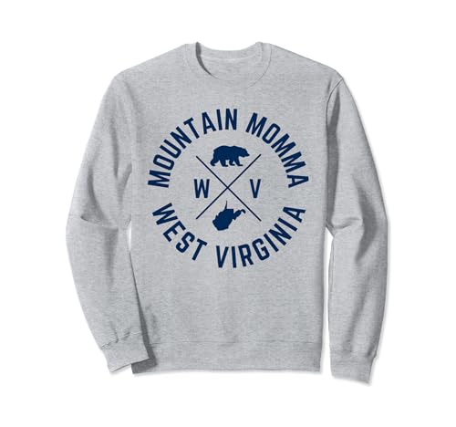 West Virginia Mountain Momma State Map WV Home Bear Hiking Sweatshirt