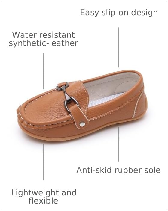 Image of RVROVIC Kids Girls Boys Slip-on Loafers Oxford PU Leather Flats Shoes(Toddler /Little Kid)