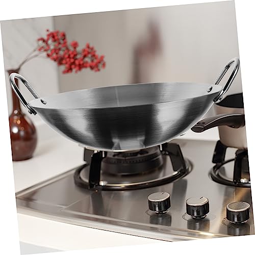 Wok de acero inoxidable con doble asa para cocina miniatura 6