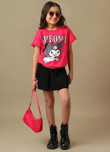 Image of Kidsville Official Hello Kitty Graphic Printed Relaxed Fit Cotton Tshirt for Girls