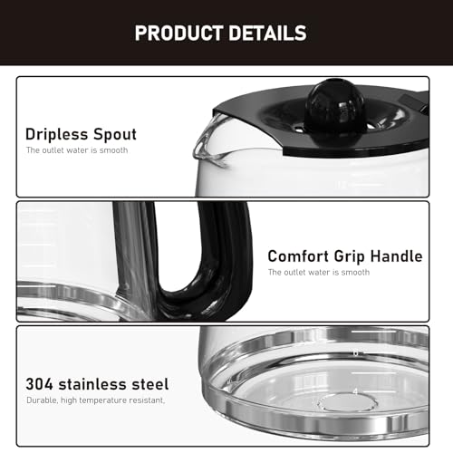 12-Cup Glass Coffee Pot Replacement Compatible with Keurig K-Duo Single Serve K-Cup Pod & Carafe Coffee Maker, NOT Fit K-Duo Essentials Model, 1 Pack - Image 3