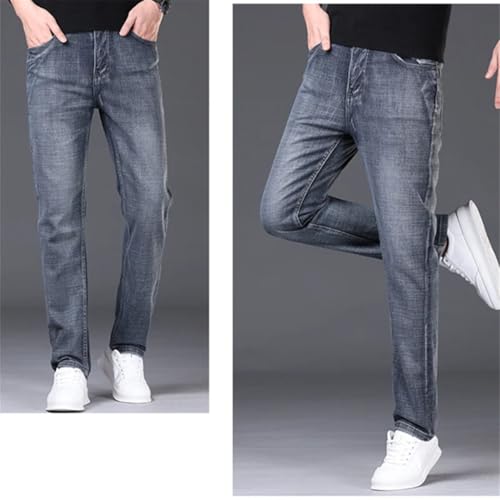 Men's Stretch Leg Plus Size Jeans Holiday Party Pants Outside Straight Leg Denim Trousers3