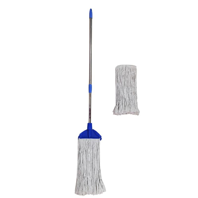 Image of ALTRUIST Clip N Fit Cotton Floor Mop with 4 Feet Telescopic Rod and Extra Wet Mop Refill|Microfiber T Mop for Cover Large Cleaning Area at Home,Office,Kitchen