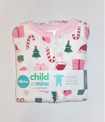Carter's Christmas Sleep & Play Pajamas Child of Mine Pink Girls New Born2