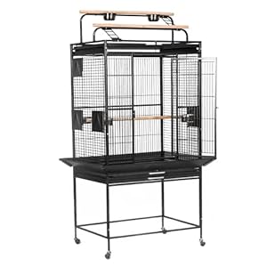 King’s Cages 8003223 Play Pen Bird Cage New Bird Proof Locks – 32″ W x 23″ D x 69″ H Bird Cages Toy Conure Cockatiel Parakeet (Black/Silver)