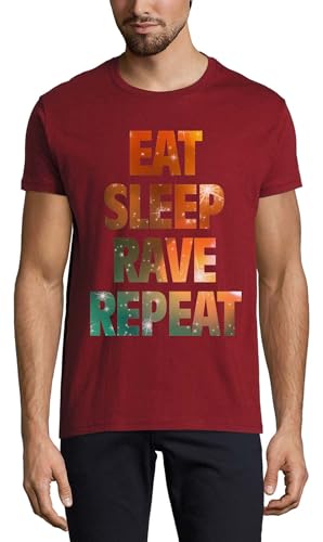 T-shirt coton homme col rond bordeaux vêtement musique techno rave party