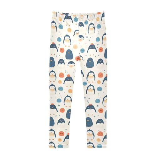 Seamless Pattern Penguins Kids Baby Girls Cotton Leggings Soft Full Length Pants Exercise