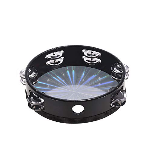 KKmoon 8 Polegada De Madeira Radiante Tambourine Handbell Tambor de Mão com Dupla Linha Jingles Refl