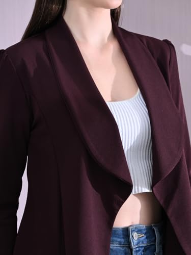 Image of Cotton Blend Women's Single Breasted Relaxed Fit Shawl Collar 3 /4 Sleeve Blazer