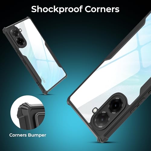 Image of A rtistque Clear Hard Transparent Acrylic Armor Anti-Drop Shockproof TPU Edge Back Cover Case for Poco C71 4G / Redmi A5 4G - Black