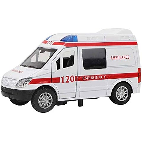 1:32 Mini Simulation Alloy Ambulance Car with Sound and Light Model Toy Vehicle Collection Gift for Children Above 3 Years Old(Red) Cover