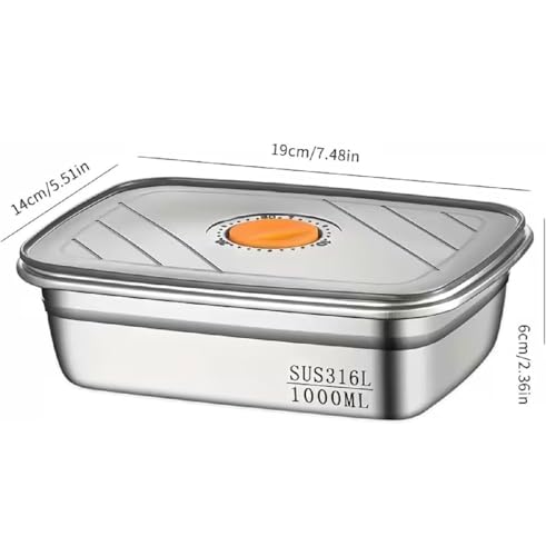 Image of STARKENDY Stainless Steel Food Storage Containers | 316 Food Grade Fridge storage container Leakproof Kitchen Organizer | Freshness Locking, Microwavable & Freezer Safe (1000 ML PACK OF 1)