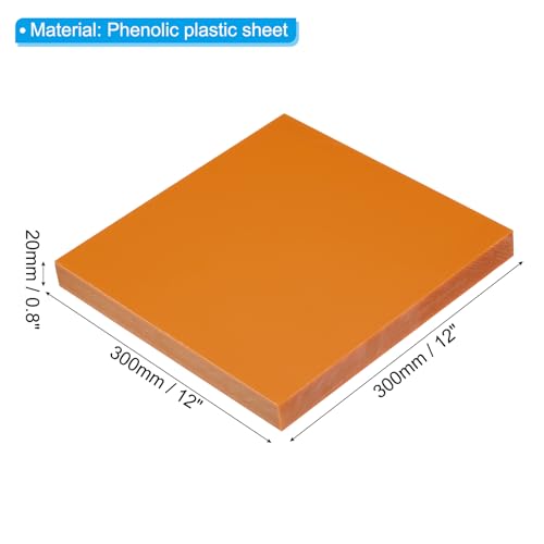 Image of PATIKIL Orange Phenolic Sheet, 1pcs 300x300x20mm Laminated Resin Plate Board PCB Sheet for Electrical Electronic Fixtures DIY and Crafts