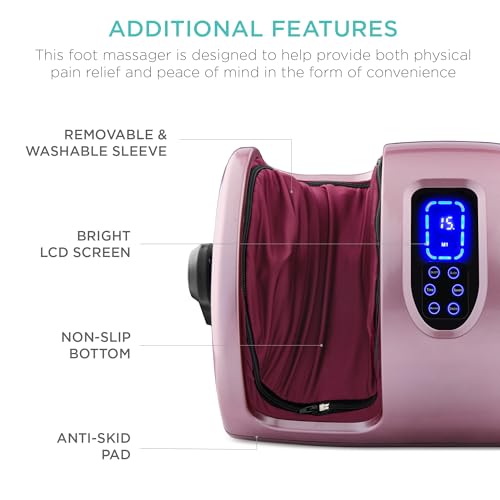 Image of Best Choice Products Shiatsu Foot Massager with Heat for Plantar Fasciitis & Neuropathy, Kneading Foot & Calf Massager with Remote, 360 Adjustable Handle, Rolling & Compression Massage - Rose Gold
