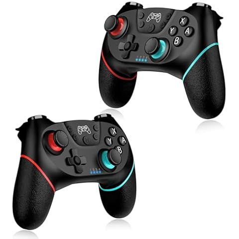 JORREP Switch Controller, Wireless Switch Pro Controller with Motion Sensor/Vibration/Turbo/Wakeup/Charging Cable, 2 Pack Cover