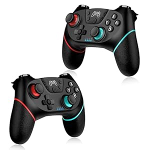 JORREP Switch Controller, Wireless Switch Pro Controller with Motion Sensor/Vibration/Turbo/Wakeup/Charging Cable, 2 Pack