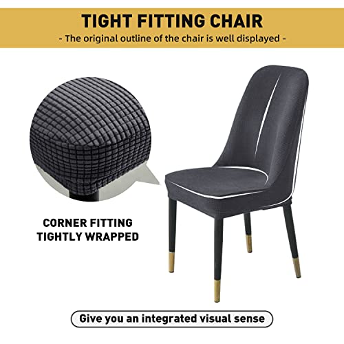 Rofasvco Dining Room Chair Covers Set Of 4 Jacquard Stretch Soft Kitchen Chair Slipcovers Stretchy Armless Dinner Side Chair Slip Cover 4 Pack Stretchable Dinning Chairs Covers Protectors (Dark Gray) #TOP4
