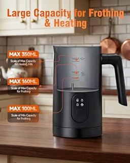 2026 4-in-1 Electric Milk Frother, Automatic Milk with Hot Froth, Heat Milk, Cold Froth & Hot Chocolate Modes and Large Capacity, Magnetic Foam Technology Coffee Frother for Latte & Cappuccino