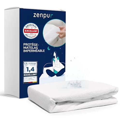 ZenPur Protector de colchón 160x200cm, Certificado Oeko-Tex Standard 100, Hecho de cubrecolchón de algodón, Impermeable y Duradero: ¡protección y Comodidad en uno