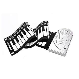 HUIYING Main Piano Roll 49 clés avec Horn, Flexible, Portable, Piano Batterie électronique Pliable, Enroulable Piano, Plastique ABS, Enfants Pratique Débutant,Argent - Les Beatles, Paul McCartney, John Lennon, RIngo Starr, George Harrison