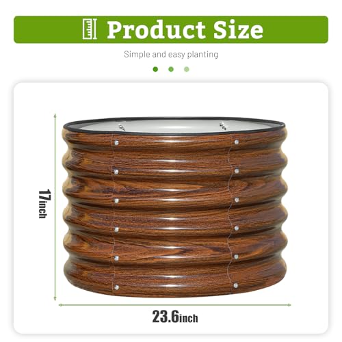 SnugNiture Raised Garden Bed, 2 PCS 2×2×1.5ft Round Galvanized Outdoor Planter Box, 17" Tall Deep Metal Garden Bed Kit for Planting Vegetables, Fruits, Flowers, Brown by SnugNiture - Used condition - Image 3