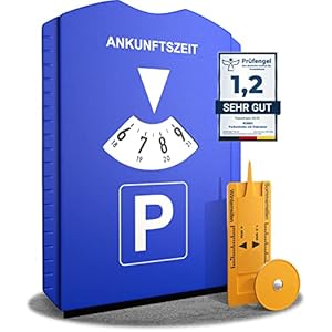 ROBBX® Parkscheibe mit Eiskratzer für Auto und Motorrad | Parkuhr inkl. Reifenprofilmesser und Einkaufswagenchip | Parkscheiben | Parking Disc