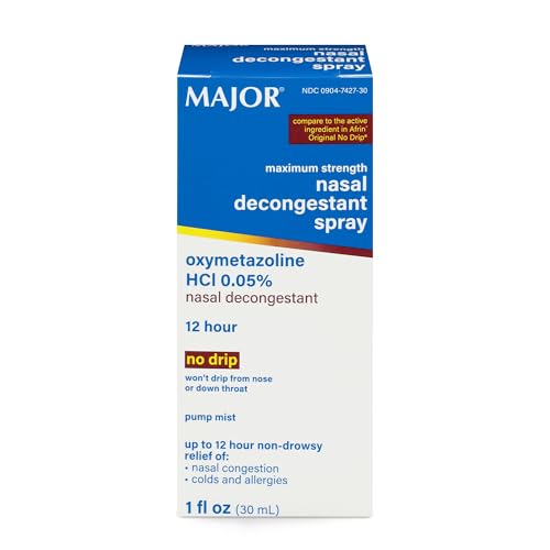 MAJOR Maximum Strength Nasal Decongestant Spray 0.05%, 1 Fl Oz, (1-Pack)