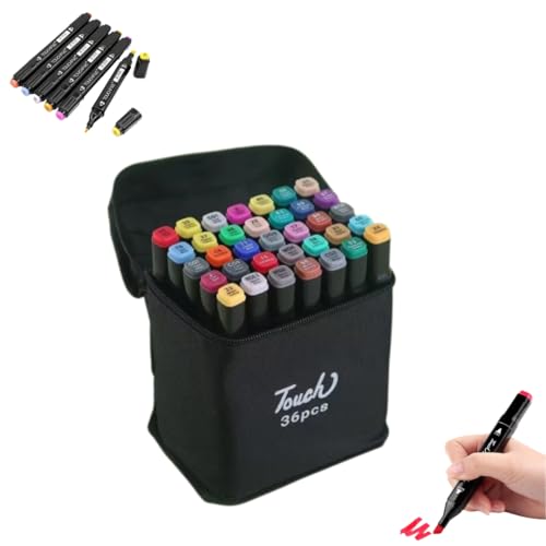 Estojo 36 Canetas Marcadoras Touch Permanente Canetinha Ponta Dupla (Fina + Grossa) Para Colorir Bobbie Goods, Lettering, Desenho, Arte Profissional e Escolar