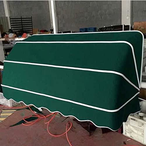 Auvent de porte extérieure vert 100 cm avec store toile et support métal - 7