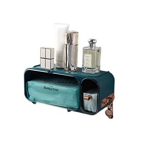 Collic Boîte de Tissus de Toilette Perforce Sans Tissu Imperméable Boîte de Papier Toilette Boîte de Papier Toilette Plateau de Tiroir/Vert Cover