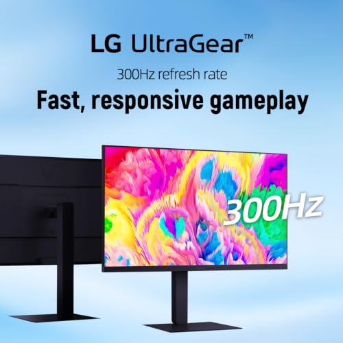 Image of LG 27 inch Ultragear QHD Gaming Monitor, 300Hz, 1ms, NVIDIA G-Sync, AMD FreeSync Premium, VESA DisplayHDR 400, DisplayPort, HDMI 2.1, USB Type-C, Tilt /Height /Swivel /Pivot Adjustment Stand, Black