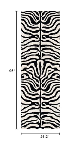 Tapete corredor SAFAVIEH 2'6" x 8' negro y blanco miniatura 2