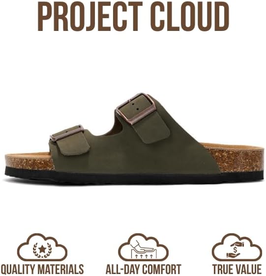 Project Cloud 100% Genuine Leather Flat Sandals For Women 2026 Cork Footbed Womens Sandals with Memory Foam and arch support Vacation Essentials Slides for Women Footwear (Venita) thumbnail