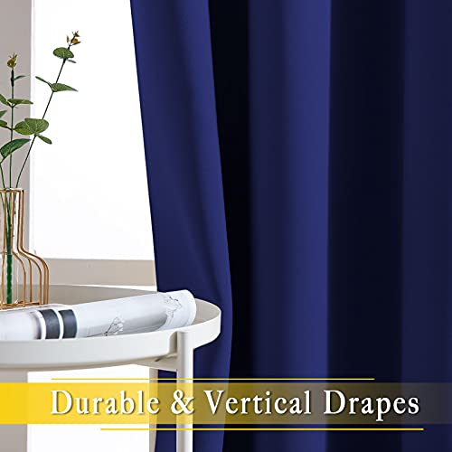NICETOWN Sliding Glass Door Curtain Panel, Home Decoration Privacy & Noise Reducing Room Divider for Shared Apartment (Navy Blue, 80 inches x 84 inches)