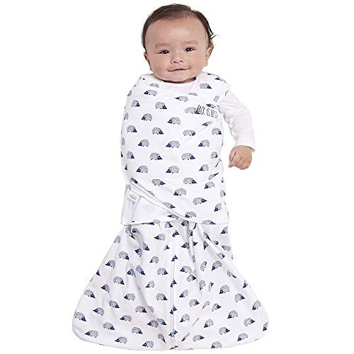 Image of HALO 100% Cotton Sleepsack Swaddle, 3-Way Adjustable Wearable Blanket, TOG 1.5, Navy Hedgehog, Small, 3-6 Months
