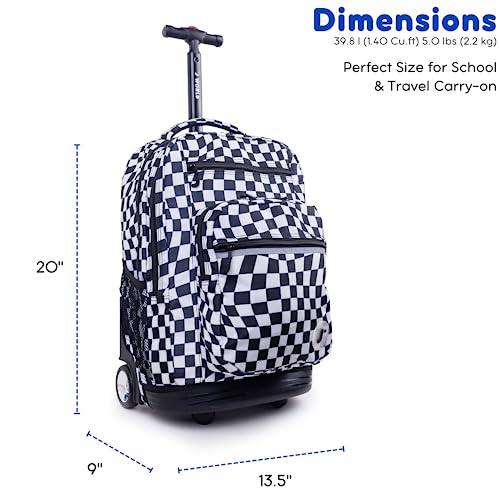 Image of J World Sundance Laptop Rolling Backpack for Girls Boys. Roller Bookbag with Wheels, 20 Inch, Wavy Checkers