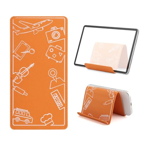 Yonderfume Airplane Phone Holder, Flexible Tablet Holder Plane Travel Essentials, Flex Flap Phone Stand for Flying Desk Treadmill Hotel Smartphone Mobile Devices (Orange)