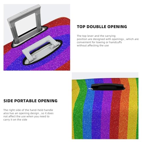 Colorful Glitter Rainbow Print Luggage Cover For Suitcase,Washable Elastic Travel Suitcase Protector With Zipper Closure And Bottom Buckle – Fits 18-32" Luggage-Medium3