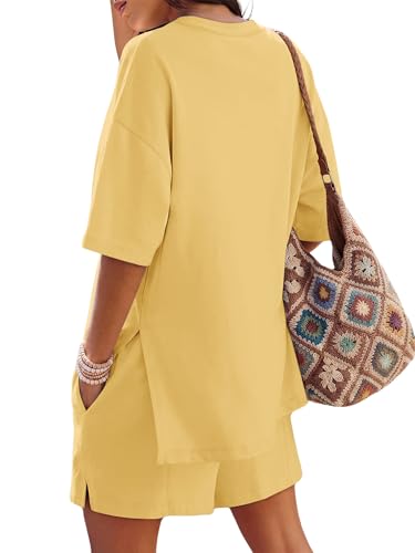 Image of COCCKO Womens Shorts Sets Matching Lounge Two Piece Outfits Summer Cute Casual Vacation Short Sleeve 2 Piece Set