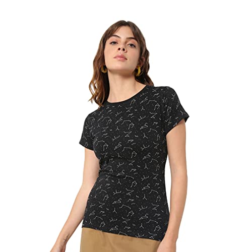 Image of Bewakoof Women Printed Half Sleeve Round Neck T-Shirt