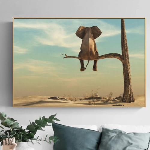 Peinture sur toile éléphant de qualité supérieure cadre intérieur 50x90