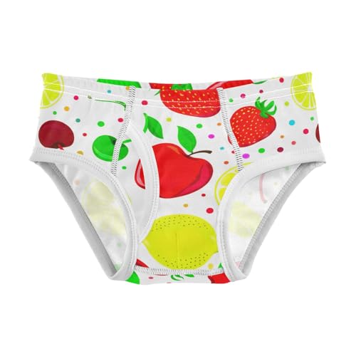 CHIFIGNO Colorful Fruits White Briefs for Boys Soft Cotton Underwear Little Boy Breathable Underwear Briefs