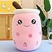 HICAS Bubble Tea pluszowe zwierzątko, kreskówki, zabawna herbata mleczna, miękka lalka, poduszka do herbaty, pluszowa zabawka dla dzieci, prezent urodzinowy, 24 cm, kolor truskawkowy 1