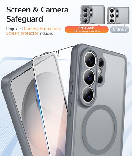 Image of FNTCASE for Samsung Galaxy S26-Ultra Case: [Fit for Magsafe] [Full Camera Protection] Translucent Matte Cases with [Screen Protector] Military Grade Shockproof Protective Phone Cover - Gray