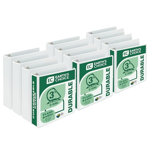 Image of Samsill Plant-Based 1.5 Inch Durable Round Ring, View Binder, Eco-Friendly, USDA Certified Biobased, 12 Pack with 6 White /6 Black Binders